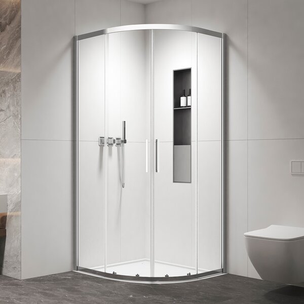 Kamalu box doccia 90x90 semicircolare altezza 200h finitura cromo | kz2000