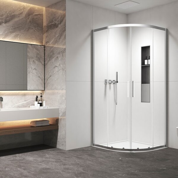 Kamalu box doccia 90x90 semicircolare altezza 200h finitura cromo | kz2000