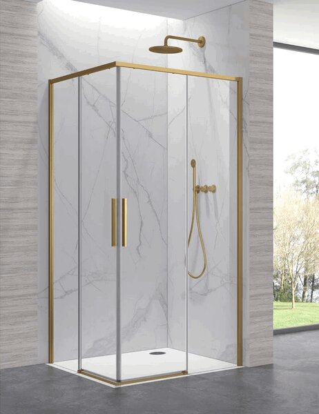 Kamalu box doccia 80x80cm angolare porte scorrevoli finitura oro| kla1000r