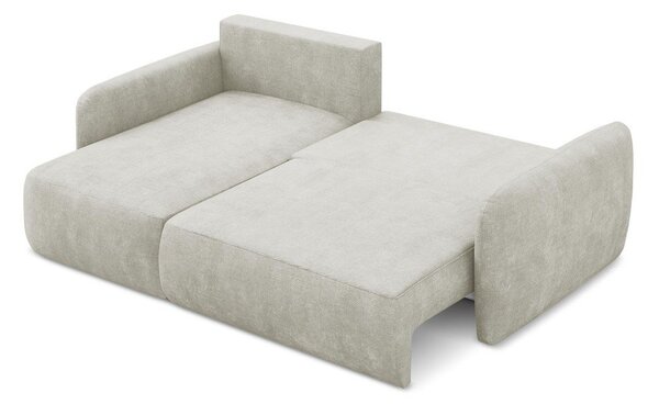 Divano angolare color crema allungabile/con contenitore (con penisola a sinistra/con chaise lounge) con rivestimento in ciniglia Lilo – Makamii