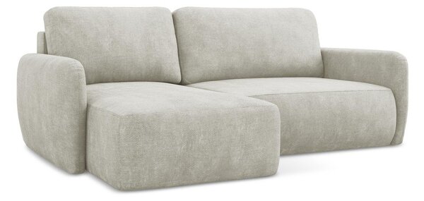 Divano angolare color crema allungabile/con contenitore (con penisola a sinistra/con chaise lounge) con rivestimento in ciniglia Lilo – Makamii