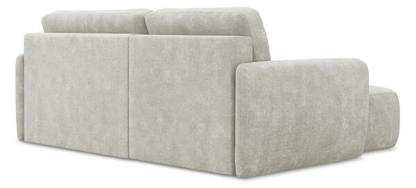 Divano angolare color crema allungabile/con contenitore (con penisola a sinistra/con chaise lounge) con rivestimento in ciniglia Lilo – Makamii