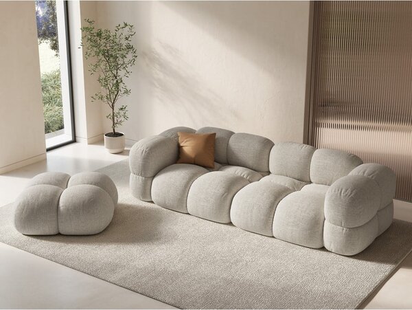 Poggiapiedi beige con rivestimento in velluto Loretto – Cosmopolitan Design