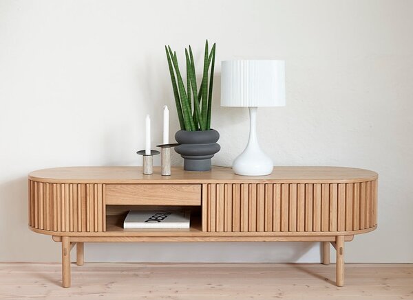 Tavolo TV in rovere di colore naturale 160x48 cm Carno - Unique Furniture