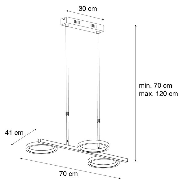 Lampada a sospensione moderna nera con LED dimmerabile in 3 fasi a 3 luci - Vivé