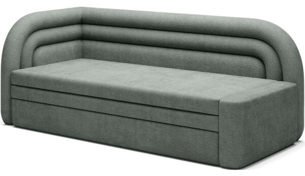Divano verde allungabile/con contenitore con penisola a sinistra e rivestimento in ciniglia 223 cm Fabillo – ELTAP