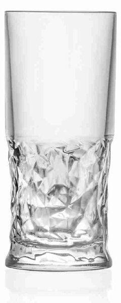 <p>Set di 6 bicchieri Hi Ball Rcr Sound Funky, 35 cl, in vetro Luxion. Altezza 15.5 cm, diametro 7 cm. Design originale metà liscio e metà decorato, ideali per cocktail e uso quotidiano.</p>