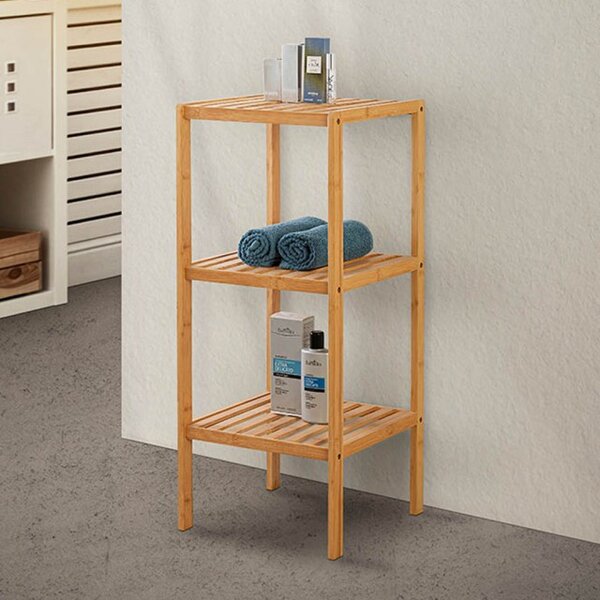 Scaffale Per Bagno Con 3 Ripiani Argento 53x28x169 Cm