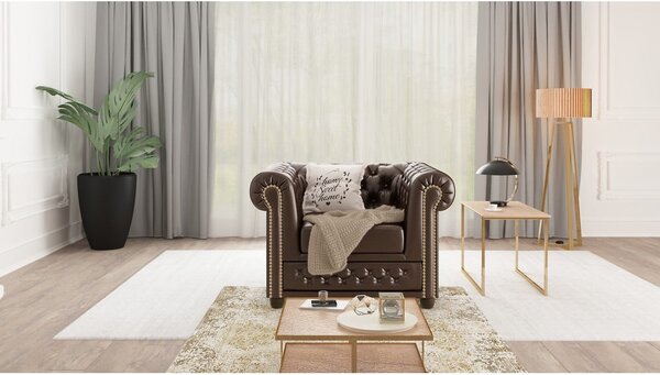Poltrona in similpelle marrone scuro York - Ropez