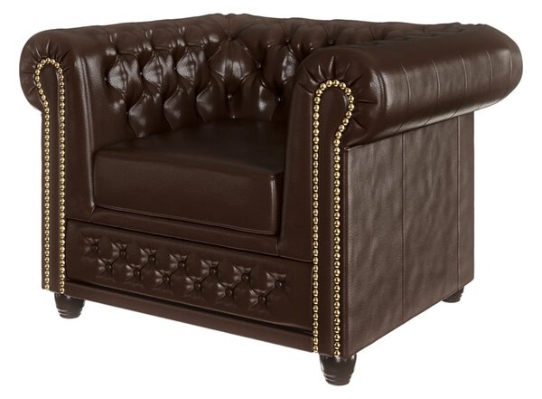 Poltrona in similpelle marrone scuro York - Ropez