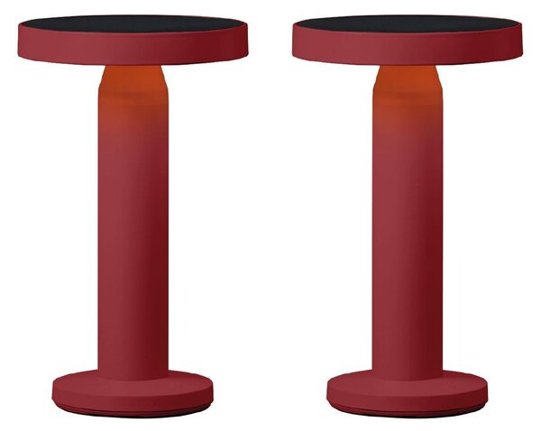 Luxus Europe - Lampada da tavolo solare Rio - Set da 2 - Bordeaux - Lampada da tavolo LED solare senza fili per esterni - Alimentazione a energia solare e ricarica tramite USB-C