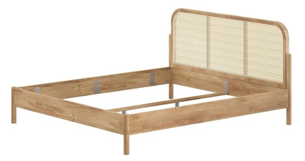 Letto matrimoniale di colore naturale in rovere massiccio rete non inclusa 180x200 cm Olive Rotan – Vipack
