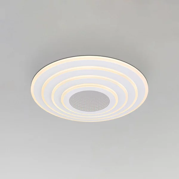 Globo Plafoniera LED intelligente Jocelyn, bianca, CCT, telecomando dimmerabile, Bianco / Opale, Soggiorno / Sala da pranzo, Metallo, Plafoniera