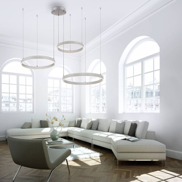 JUST LIGHT. GmbH Lampada a sospensione Lilluti, dimmerabile, Alluminio / Grigio / Zincato, Soggiorno / Sala da pranzo, Metallo, Moderno, Lampada a sospensione