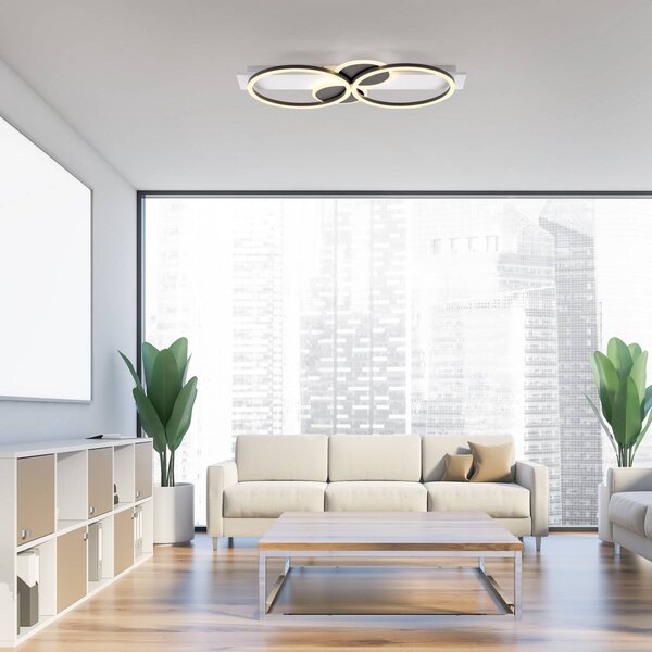 JUST LIGHT. GmbH Plafoniera soffitto Trooper, Bianco / Opale, Soggiorno / Sala da pranzo, Metallo, Moderno, Plafoniera