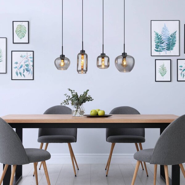 Globo Lampada a sospensione Matt, dimmerabile, Alluminio / Grigio / Zincato, Soggiorno / Sala da pranzo, Vetro, Lampada a sospensione