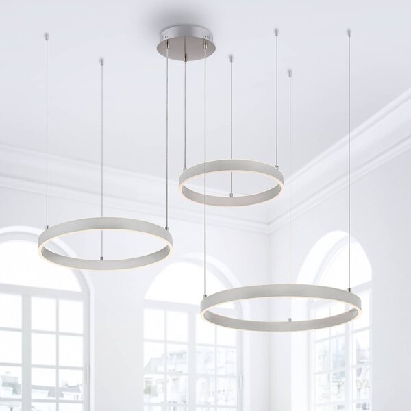 JUST LIGHT. GmbH Lampada a sospensione Lilluti, dimmerabile, Alluminio / Grigio / Zincato, Soggiorno / Sala da pranzo, Metallo, Moderno, Lampada a sospensione