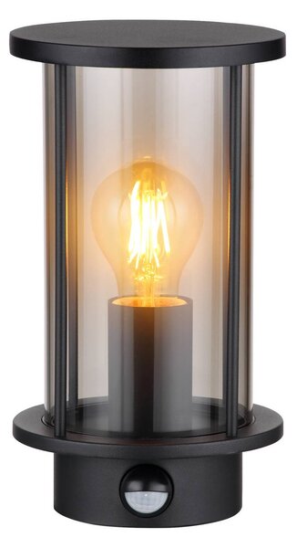 Globo Applique da esterno Gracey, con sensore, nera, IP54, E27 dimmerabile, Nero, Vetro, Plafoniera