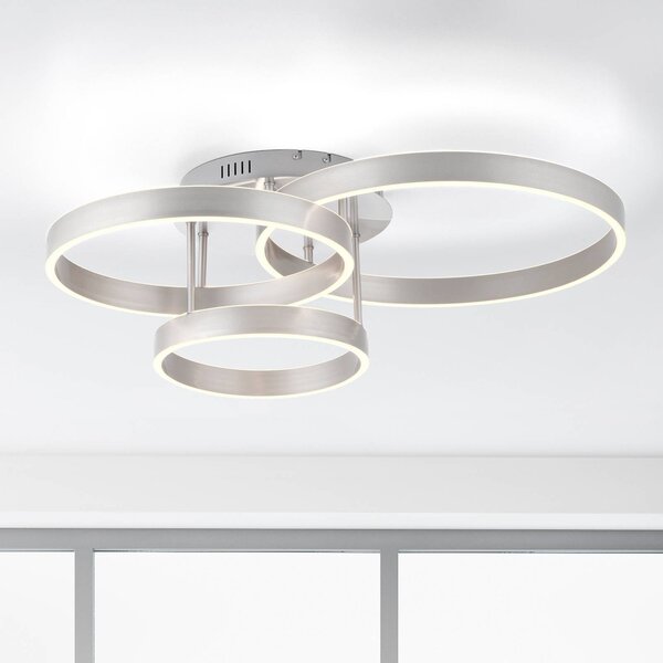 JUST LIGHT. GmbH Plafoniera soffitto Lilluti, dimmerabile, Alluminio / Grigio / Zincato, Soggiorno / Sala da pranzo, Metallo, Moderno, Plafoniera