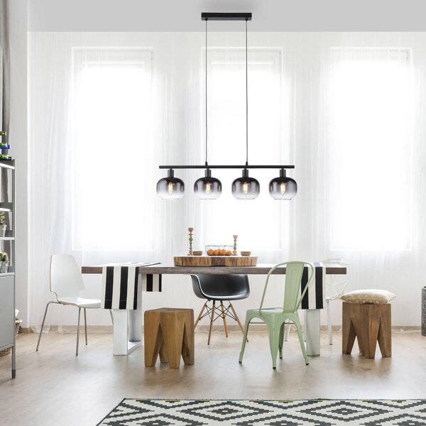 JUST LIGHT. GmbH Lampada a sospensione Zea, Nero, Soggiorno / Sala da pranzo, Metallo, Moderno, Lampada a sospensione