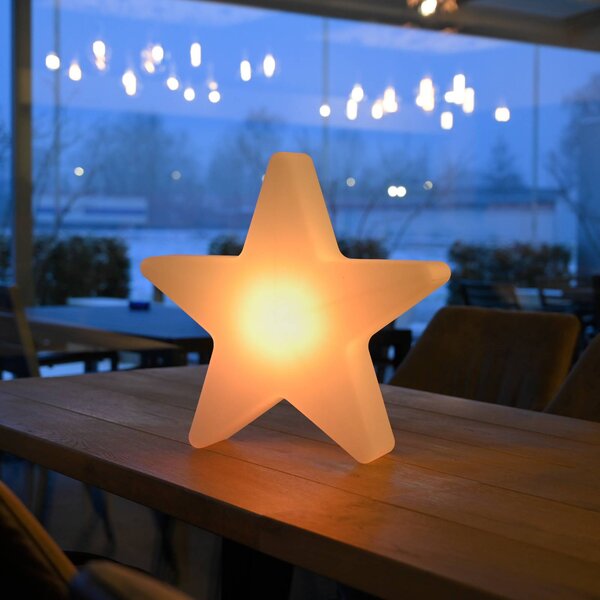 JUST LIGHT. GmbH Lampada decorativa a LED ricaricabile Star, H 39,5 cm, IP44, bianca, RGBW dimmerabile, Bianco / Opale, Soggiorno / Sala da pranzo, Plastica