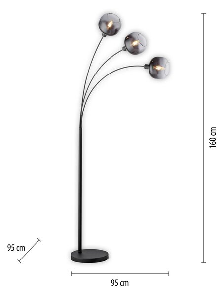 JUST LIGHT. GmbH Lampada da terra Zea, Nero, Soggiorno / Sala da pranzo, Metallo, Moderno, Lampada da terra