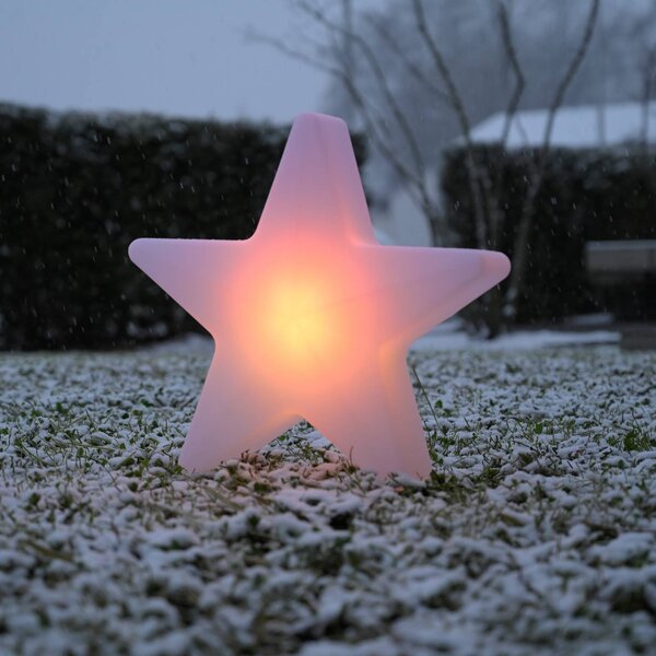 JUST LIGHT. GmbH Lampada decorativa a LED ricaricabile Star, H 39,5 cm, IP44, bianca, RGBW dimmerabile, Bianco / Opale, Soggiorno / Sala da pranzo, Plastica