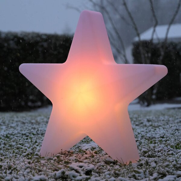 JUST LIGHT. GmbH Lampada decorativa a LED ricaricabile Star, H 55 cm, IP44, bianca, RGBW dimmerabile, Bianco / Opale, Soggiorno / Sala da pranzo, Plastica