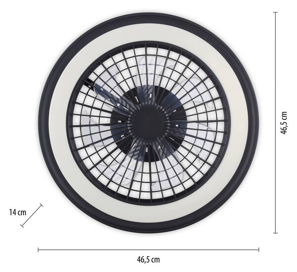 JUST LIGHT. GmbH Ventilatore da soffitto LED Brandon, nero, RGBW, CCT, Ø 46,5 cm dimmerabile, Nero, Soggiorno / Sala da pranzo, Plastica, Moderno