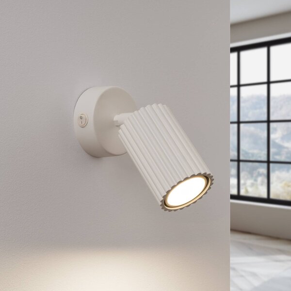Faretto da parete in carbonio, beige, proiezione 16 cm, interruttore, alluminio Karbon SOLLUX LIGHTING, Crema / Ambra, Soggiorno / Sala da pranzo, Alluminio, Moderno, Faretto alogeno