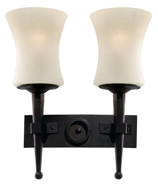 Applique Classica Cartwheel Acciaio Nero Vetro 2 Luci E27