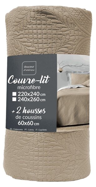 Set con copriletto e federa marrone chiaro in microfibra 240x260 cm Romane – douceur d'intérieur