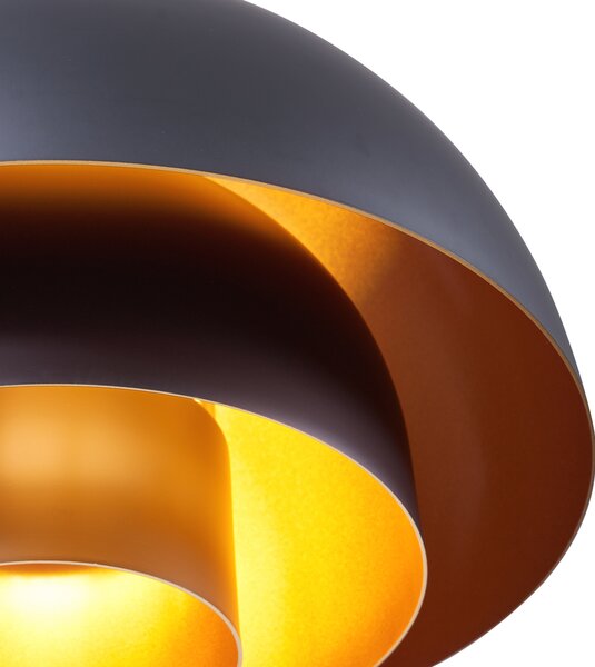 Lampada a Sospensione Moderna Nera con Interno Dorato - Loes