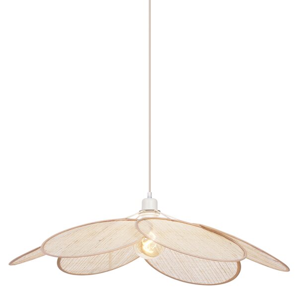 Lampada a sospensione Japandi color crema con paralume in lino - Aisha