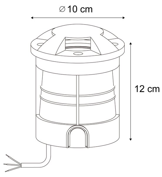 Set di 6 faretti da terra moderni neri GU10 50mm effetto 4 luci IP65 - Cellar