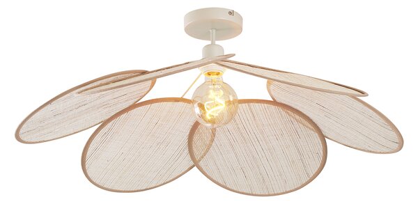 Plafoniera Japandi color crema con paralume in lino - Aisha