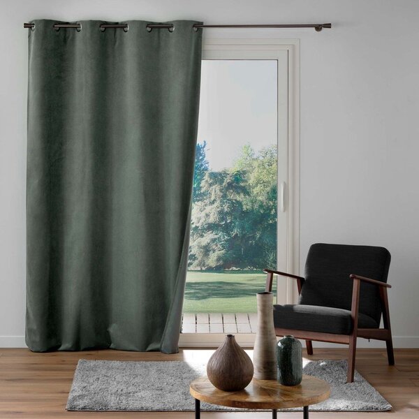 Tenda color kaki in velluto 140x260 cm Olympe – douceur d'intérieur