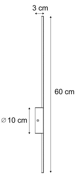 Lampada da parete moderna nera 60 cm con LED - Clockwise