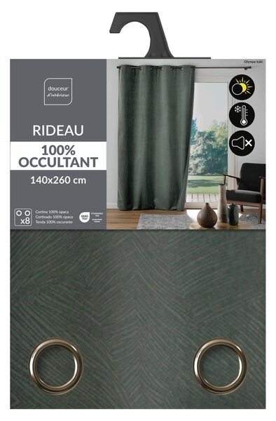 Tenda color kaki in velluto 140x260 cm Olympe – douceur d'intérieur