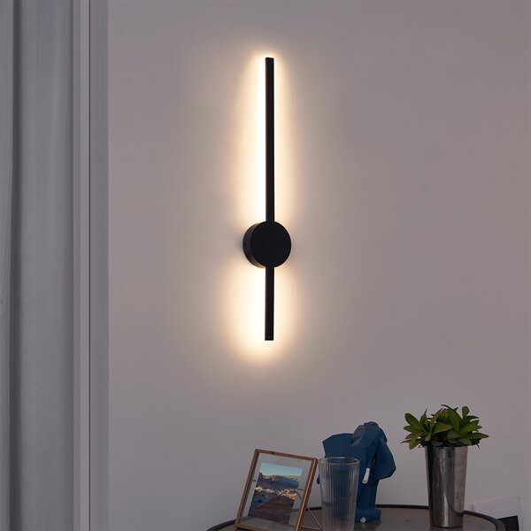 Lampada da parete moderna nera 60 cm con LED - Clockwise