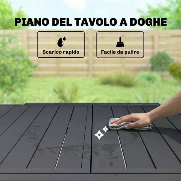 Outsunny Tavolo da Giardino Tavolo da Pranzo Allungabile 80/160x80 cm Nero | Aosom Italy