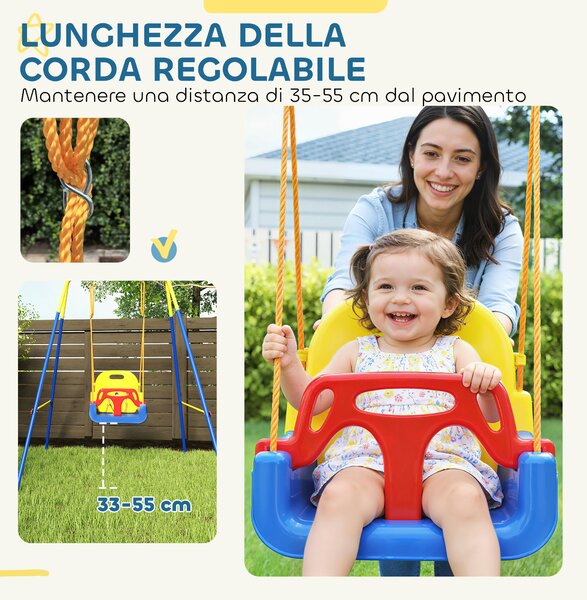 AIYAPLAY Altalena da Giardino per Bambini Altalena per Neonato 3 in 1, Blu | Aosom Italy