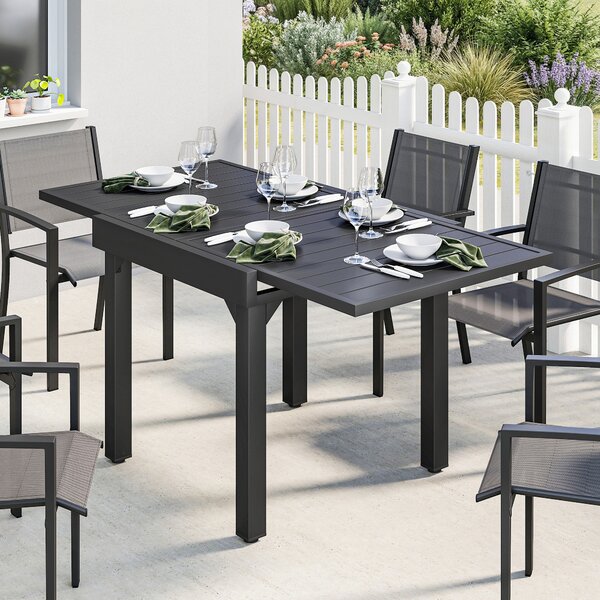 Outsunny Tavolo da Giardino Tavolo da Pranzo Allungabile 80/160x80 cm Nero | Aosom Italy