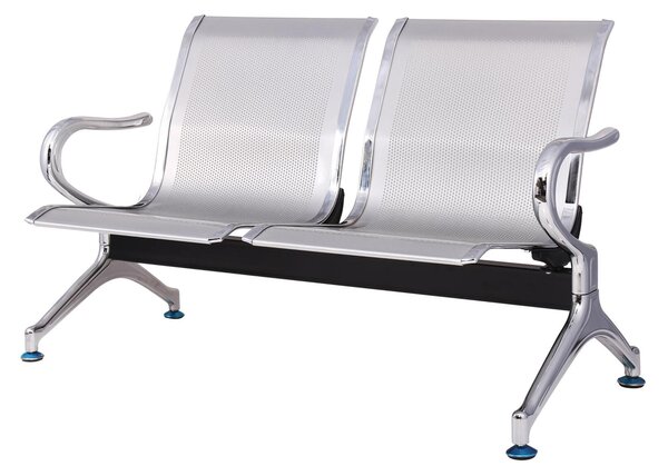 Panca di attesa INDOOR 2 posti in acciaio microforato grigio Dimensioni 123x68 h78 cm Peso kg 21 in acciaio microforato con trattamento antiruggine colore grigio