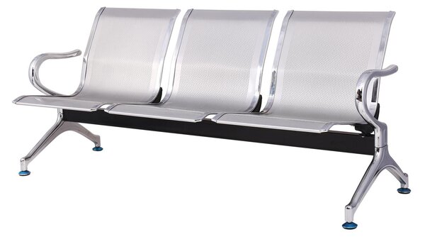 Panca di attesa INDOOR 3 posti in acciaio microforato grigio Dimensioni 180x68 h78 cm Peso kg 30 in acciaio microforato con trattamento antiruggine colore grigio