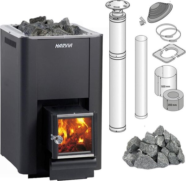 Set stufa per sauna Harvia 20 Pro SL Germania Set Incl. pietre e sistema camino