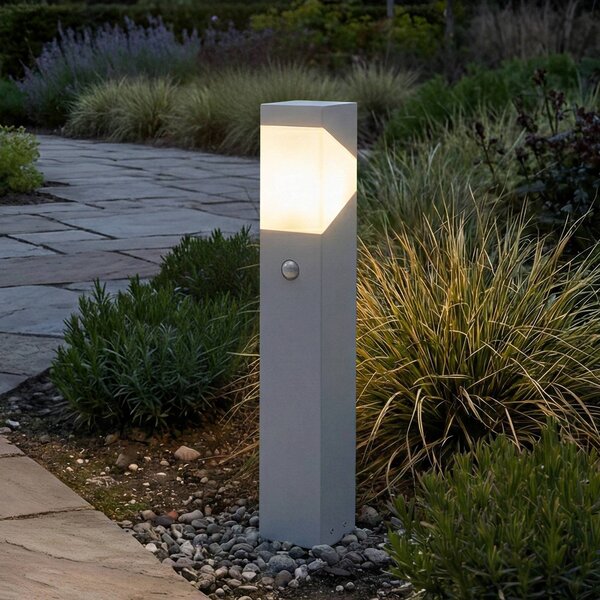 Lampioncino Lucande Kiran, 60 cm, sensore, grigio chiaro, IP44 Kiran Lucande, dimmerabile, Alluminio / Grigio / Zincato, Alluminio, Moderno