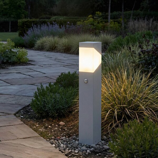 Lampioncino Lucande Kiran, 60 cm, sensore, grigio chiaro, IP44 Kiran Lucande, dimmerabile, Alluminio / Grigio / Zincato, Alluminio, Moderno