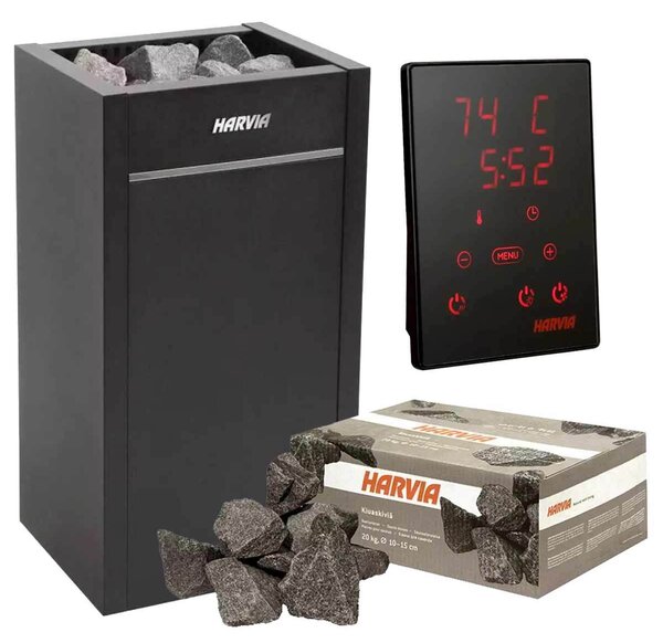 Stufa elettrica Harvia Virta da 9,0 kW e Harvia Xenio CX170, 50 kg di pietre