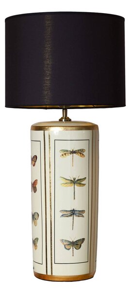 PR Home Lampada da tavolo Lucca, Nero, Soggiorno / Sala da pranzo, Tessuto / Stoffa / Seta, Vintage, Lampada da tavolo